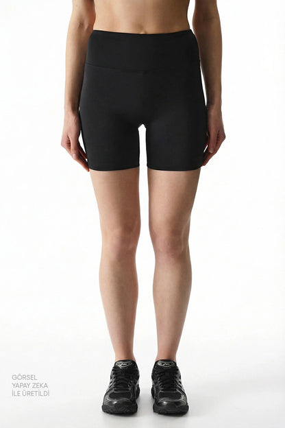 Siyah Yüksek Bel Hot Pant