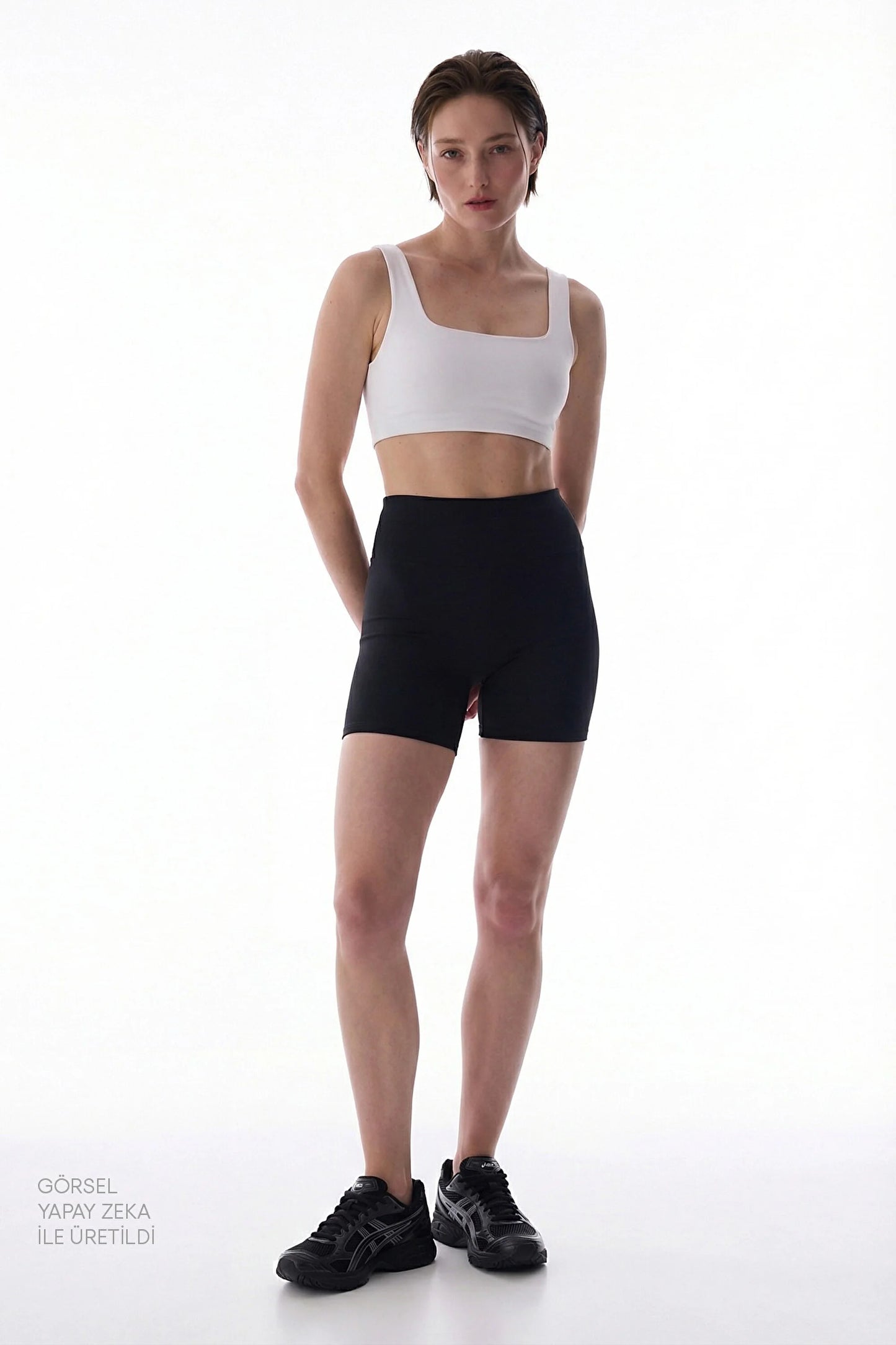 Siyah Yüksek Bel Hot Pant