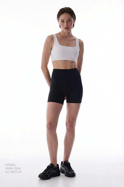 Siyah Yüksek Bel Hot Pant