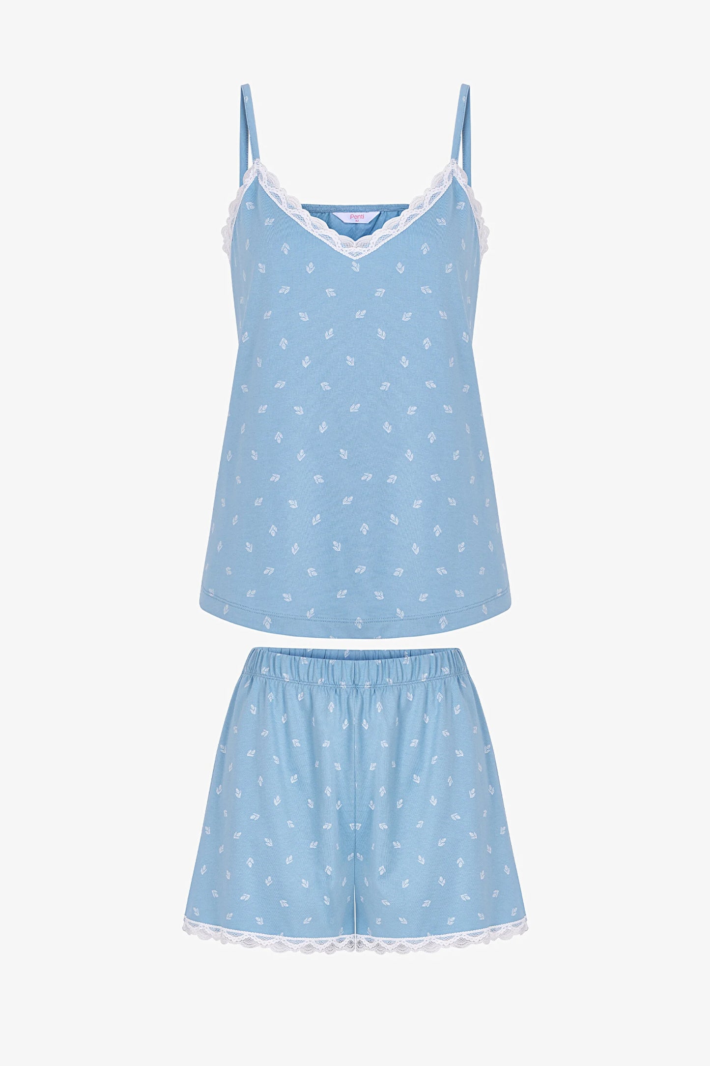 Mavi Aqua Pamuklu Şortlu Pijama Takımı