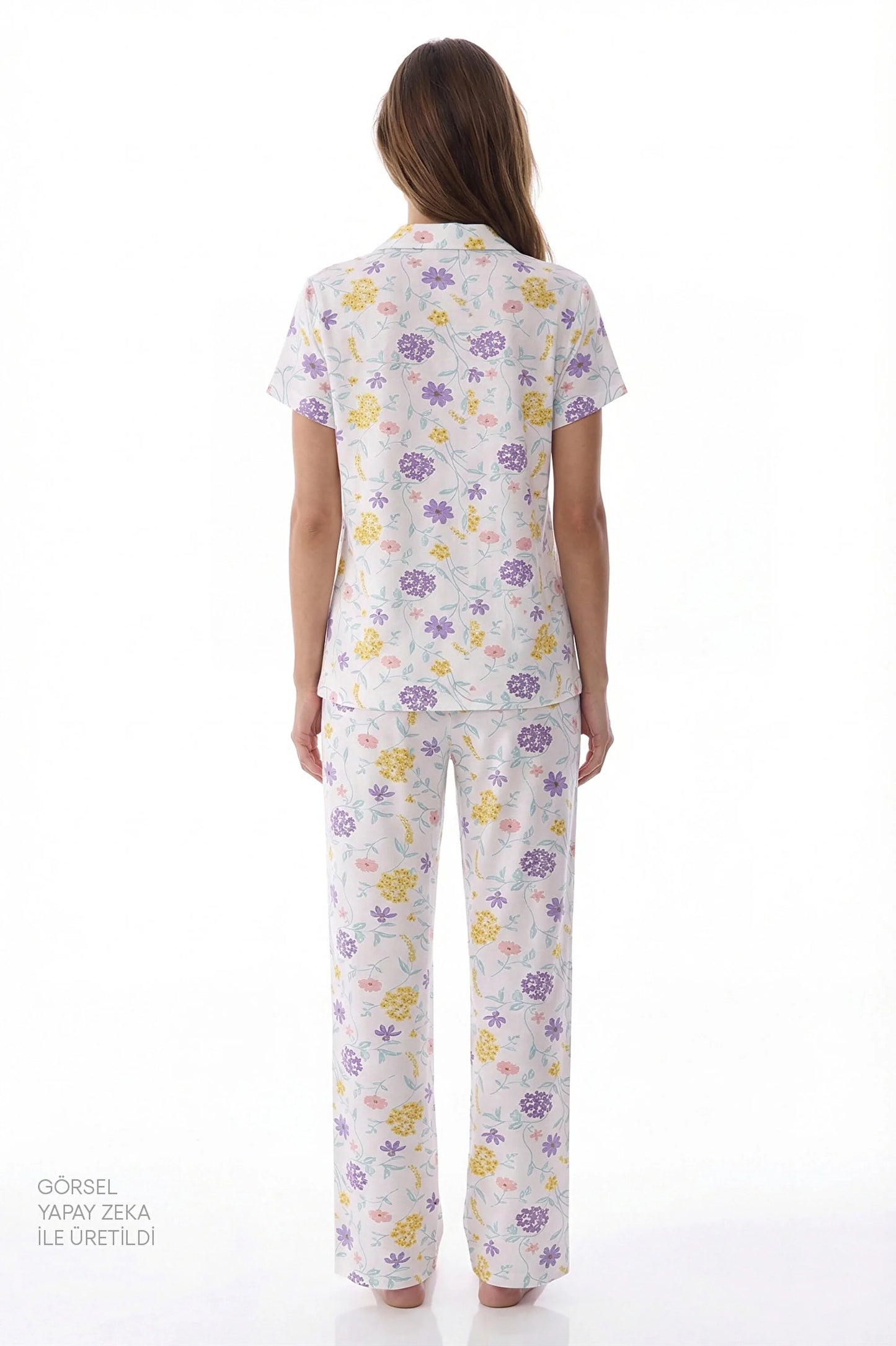 Kırık Beyaz Blossom Gömlek Pantolon Pijama Takımı