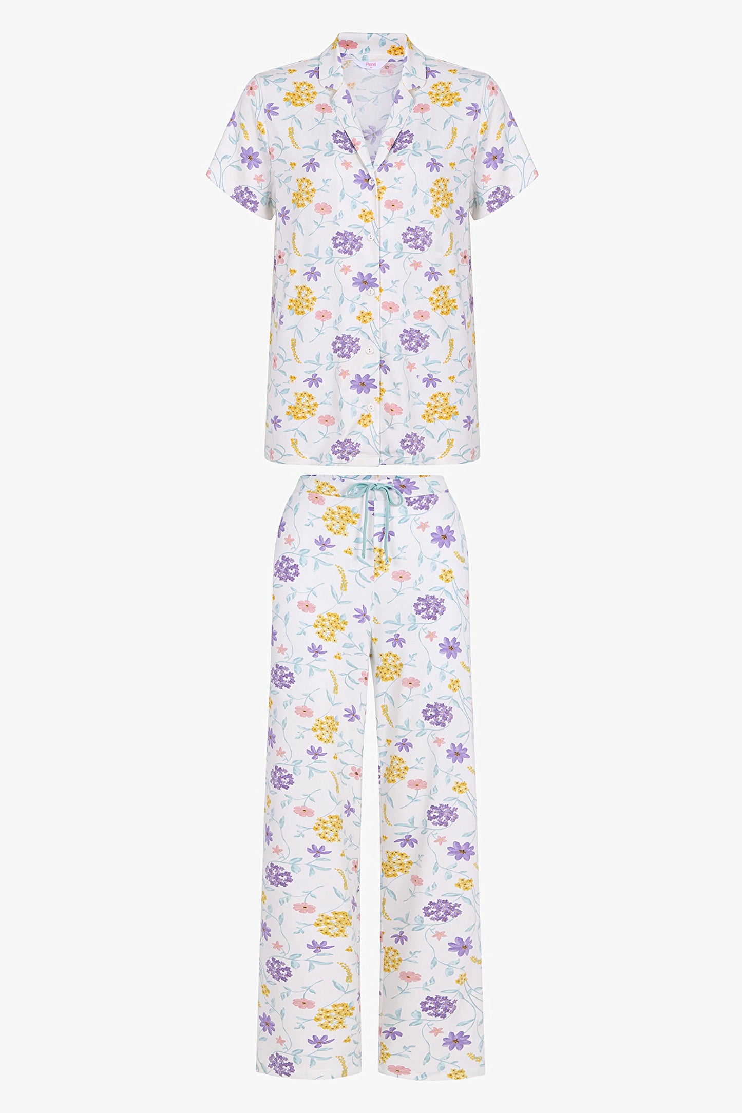 Kırık Beyaz Blossom Gömlek Pantolon Pijama Takımı