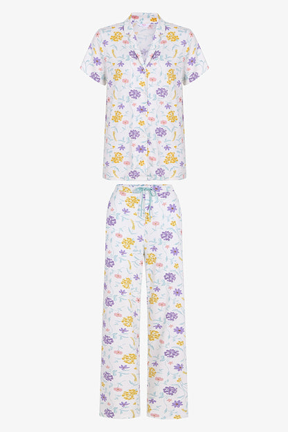 Kırık Beyaz Blossom Gömlek Pantolon Pijama Takımı