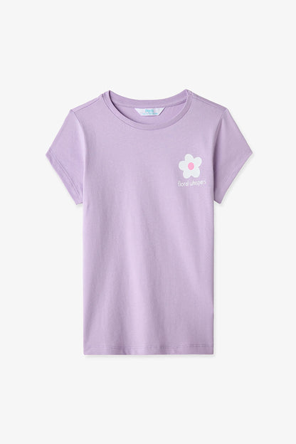 Lila Kız Çocuk Floral Whispers Pamuklu 2'li Pijama Takımı
