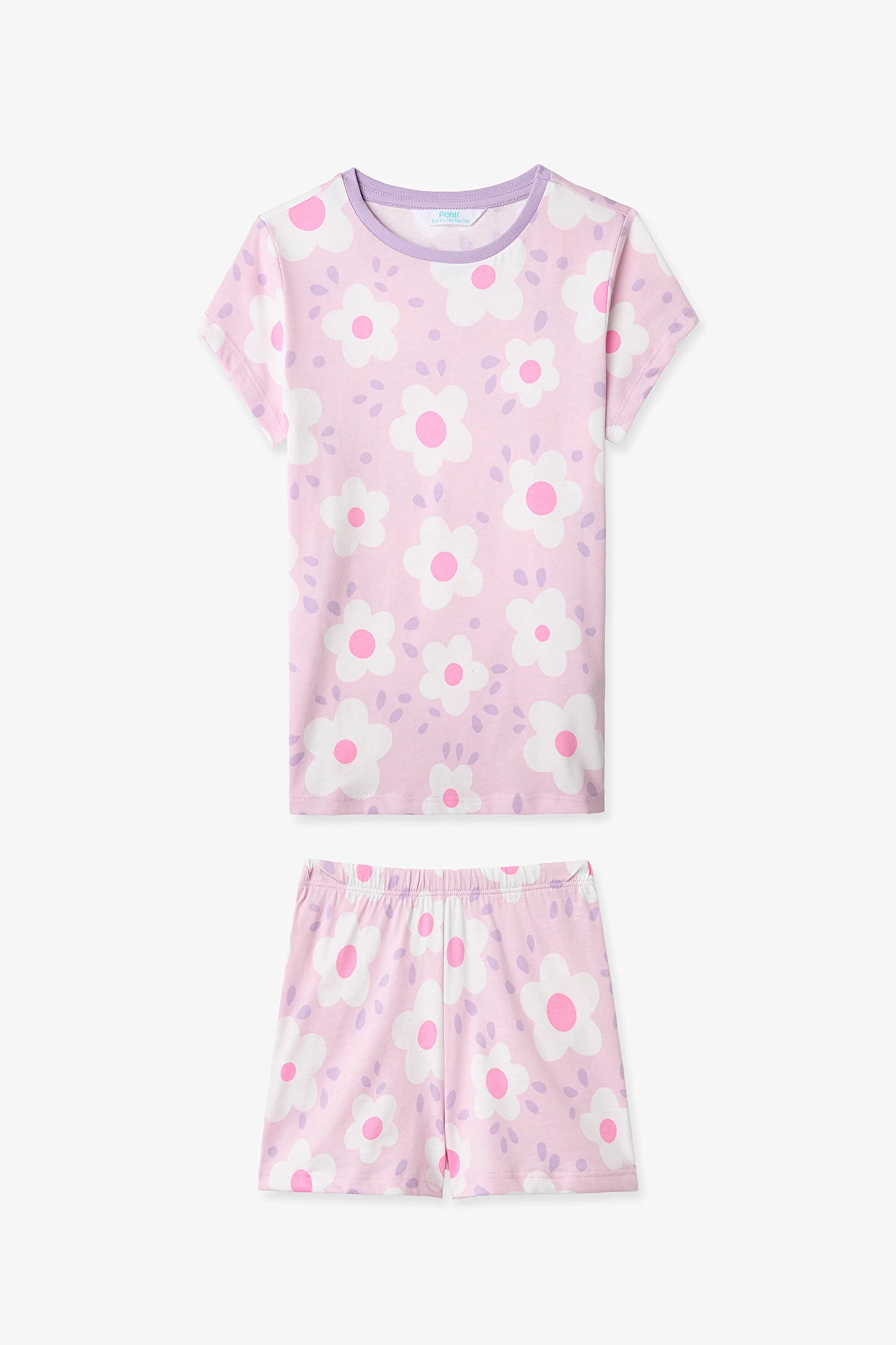 Lila Kız Çocuk Floral Whispers Pamuklu 2'li Pijama Takımı