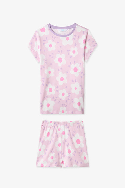 Lila Kız Çocuk Floral Whispers Pamuklu 2'li Pijama Takımı