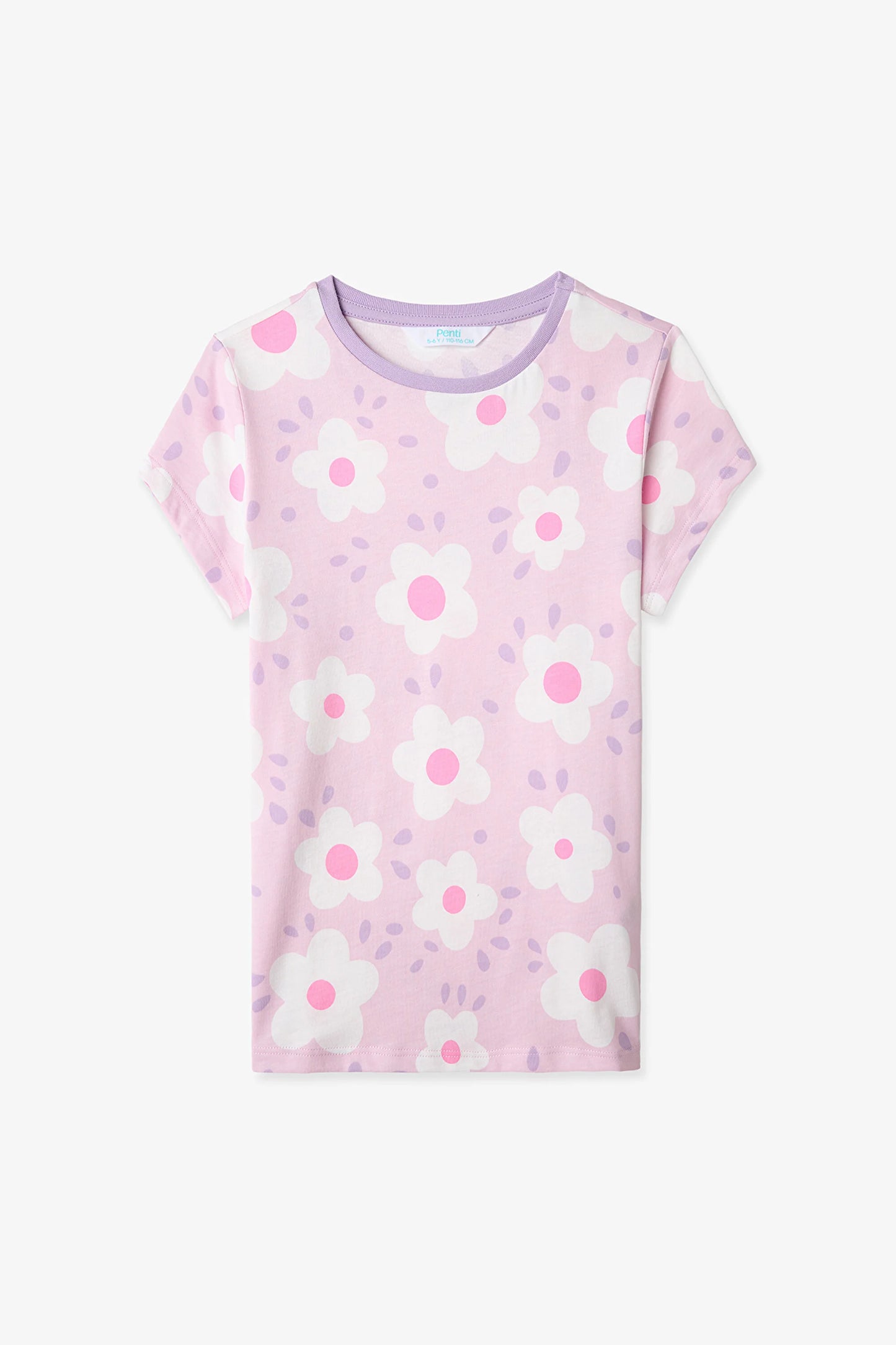 Lila Kız Çocuk Floral Whispers Pamuklu 2'li Pijama Takımı