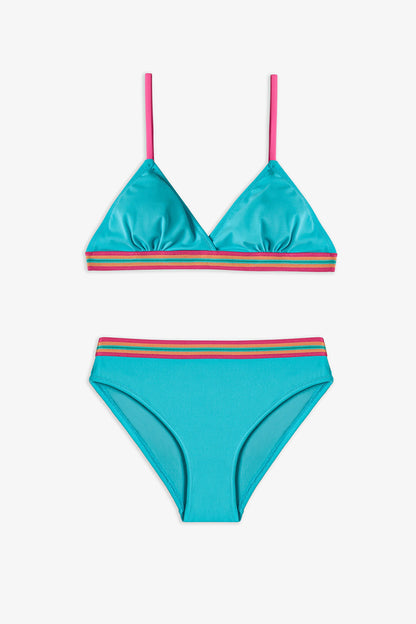 Turkuaz Genç Kız Island Üçgen Bikini Takımı