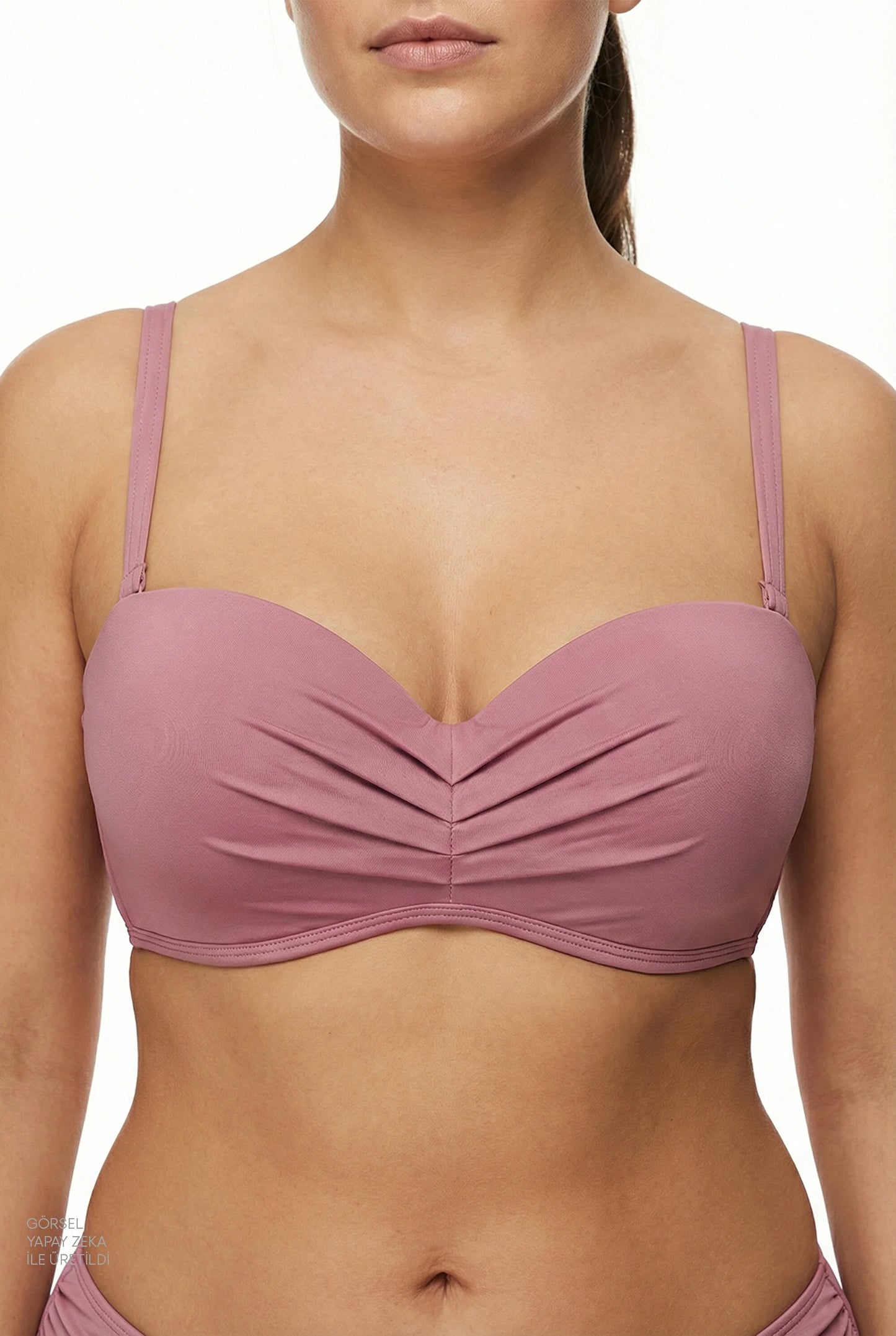 Gül Pembesi Lotus Straplez Bikini Üstü