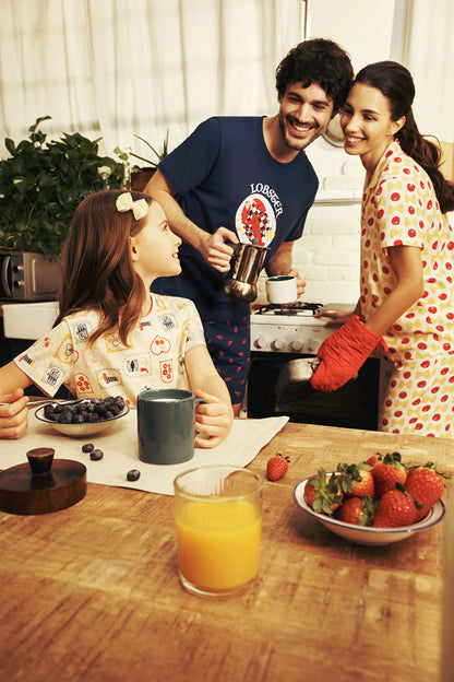 Açık Mavi Kız Çocuk French Meal Pamuklu 2'li Pijama Takımı