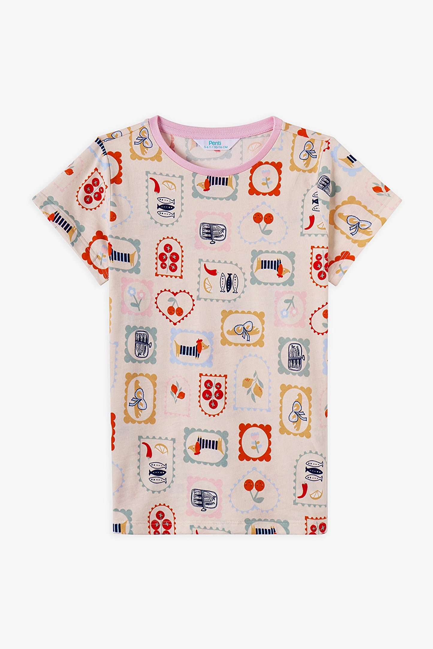 Açık Mavi Kız Çocuk French Meal Pamuklu 2'li Pijama Takımı