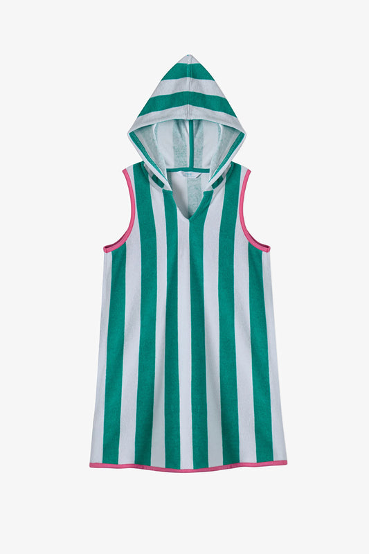 Renkli Kız Çocuk Beach Green Stripe Kaftan