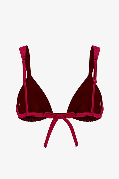 Bordo Evelyn Üçgen Bikini Üstü
