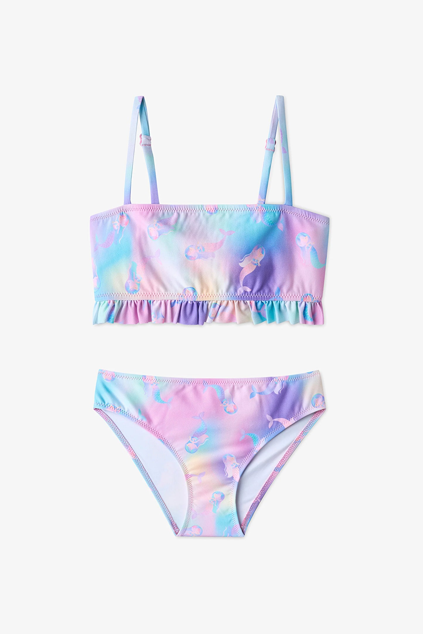 Renkli Kız Çocuk Mermaid Bandeau Bikini Takımı