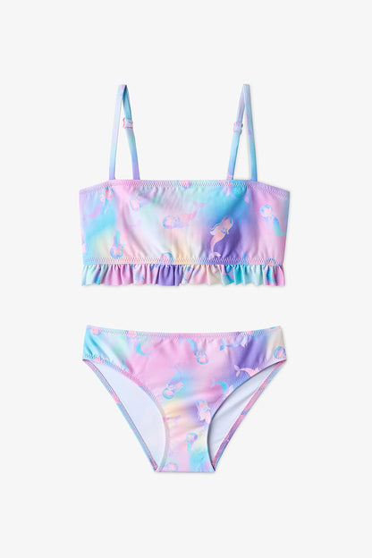 Renkli Kız Çocuk Mermaid Bandeau Bikini Takımı