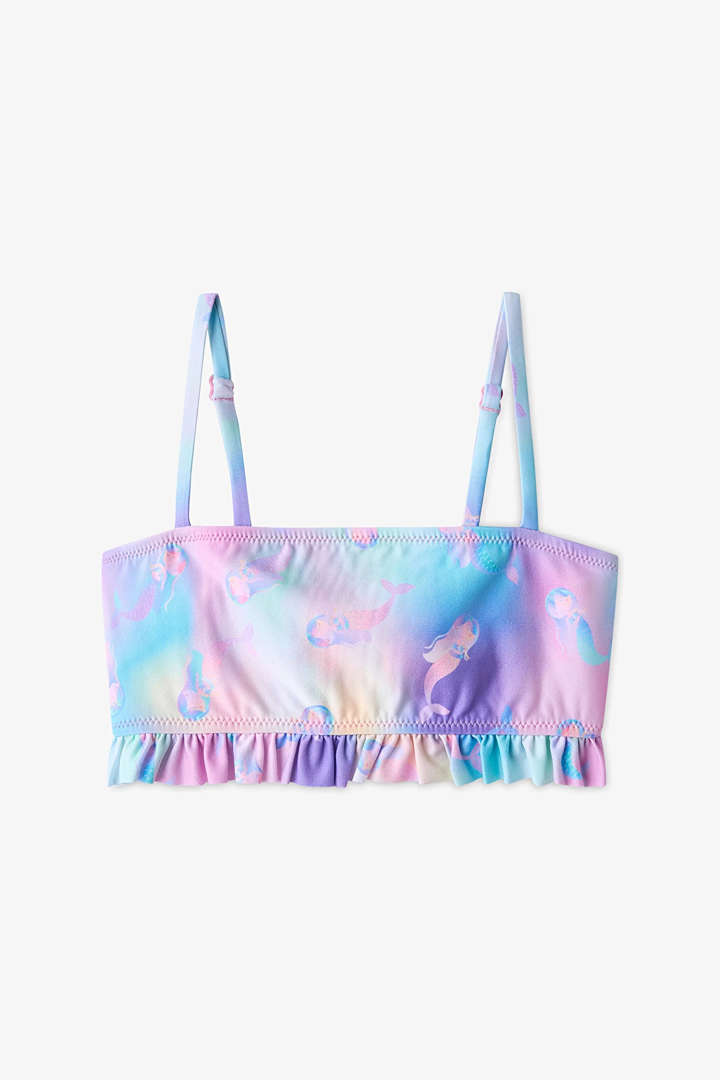 Renkli Kız Çocuk Mermaid Bandeau Bikini Takımı