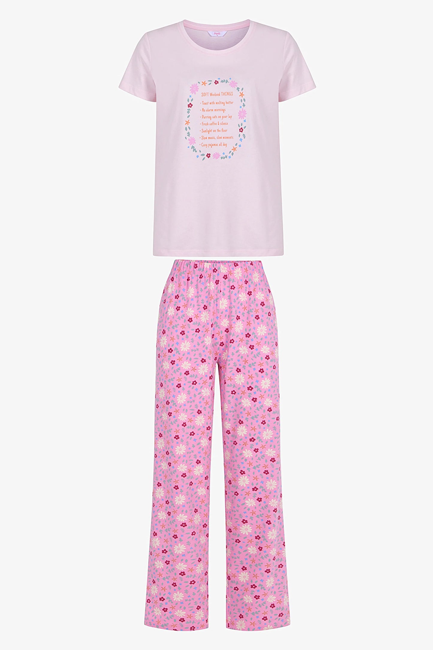 Pembe Weekends Pamuklu Pantolon Pijama Takımı