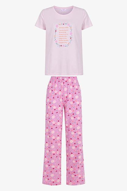 Pembe Weekends Pamuklu Pantolon Pijama Takımı