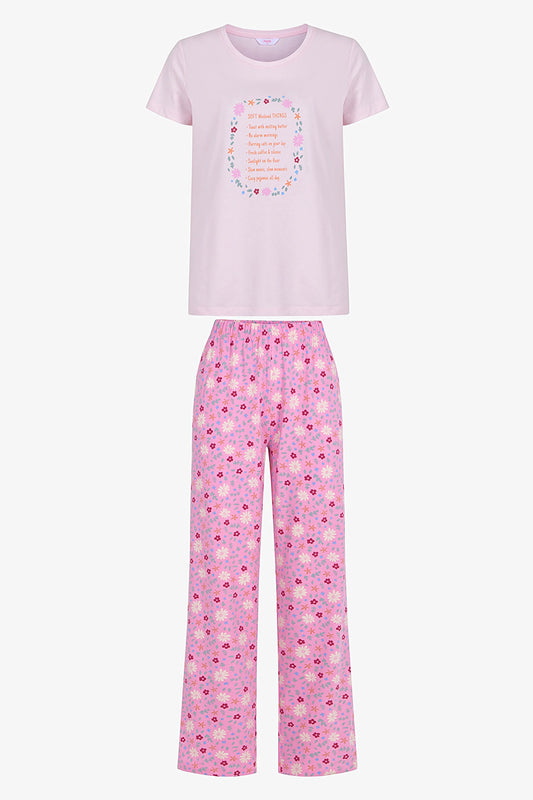 Pembe Weekends Pamuklu Pantolon Pijama Takımı