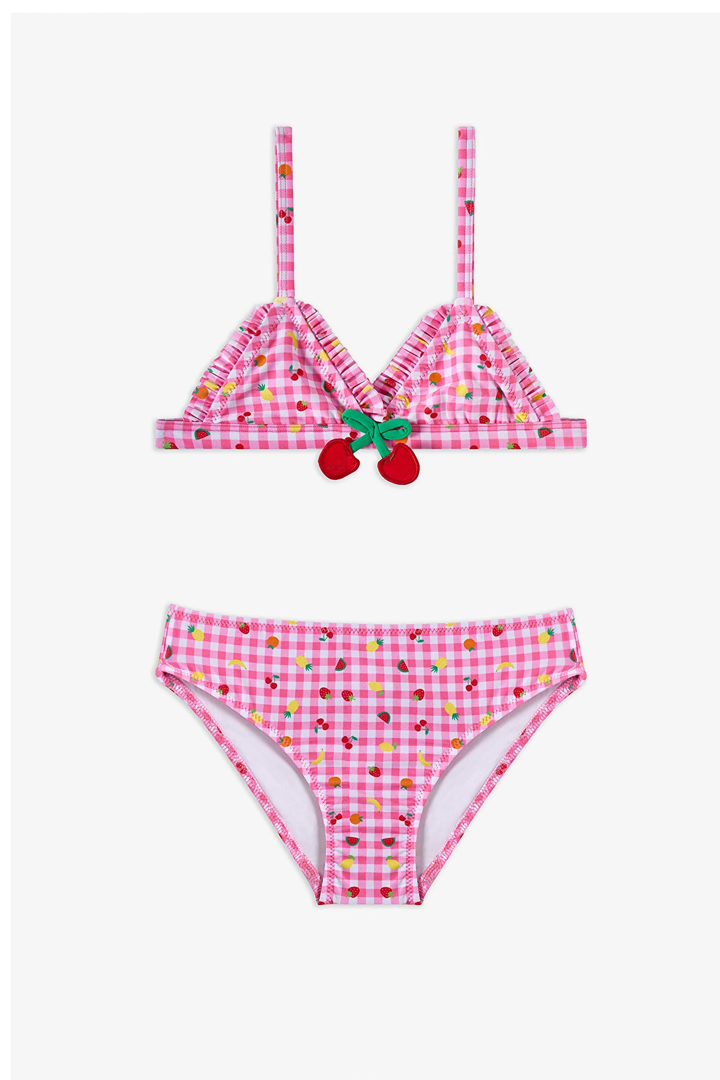 Pembe Kız Çocuk Picnic Üçgen Bikini Takımı