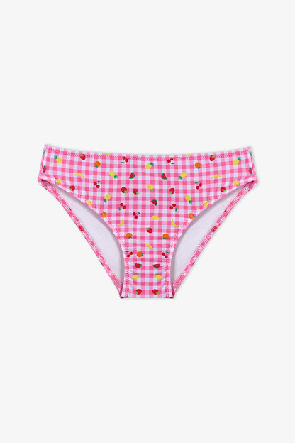 Pembe Kız Çocuk Picnic Üçgen Bikini Takımı