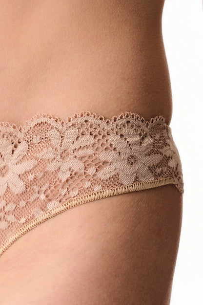 Bej Lace Dantel Tanga Külot