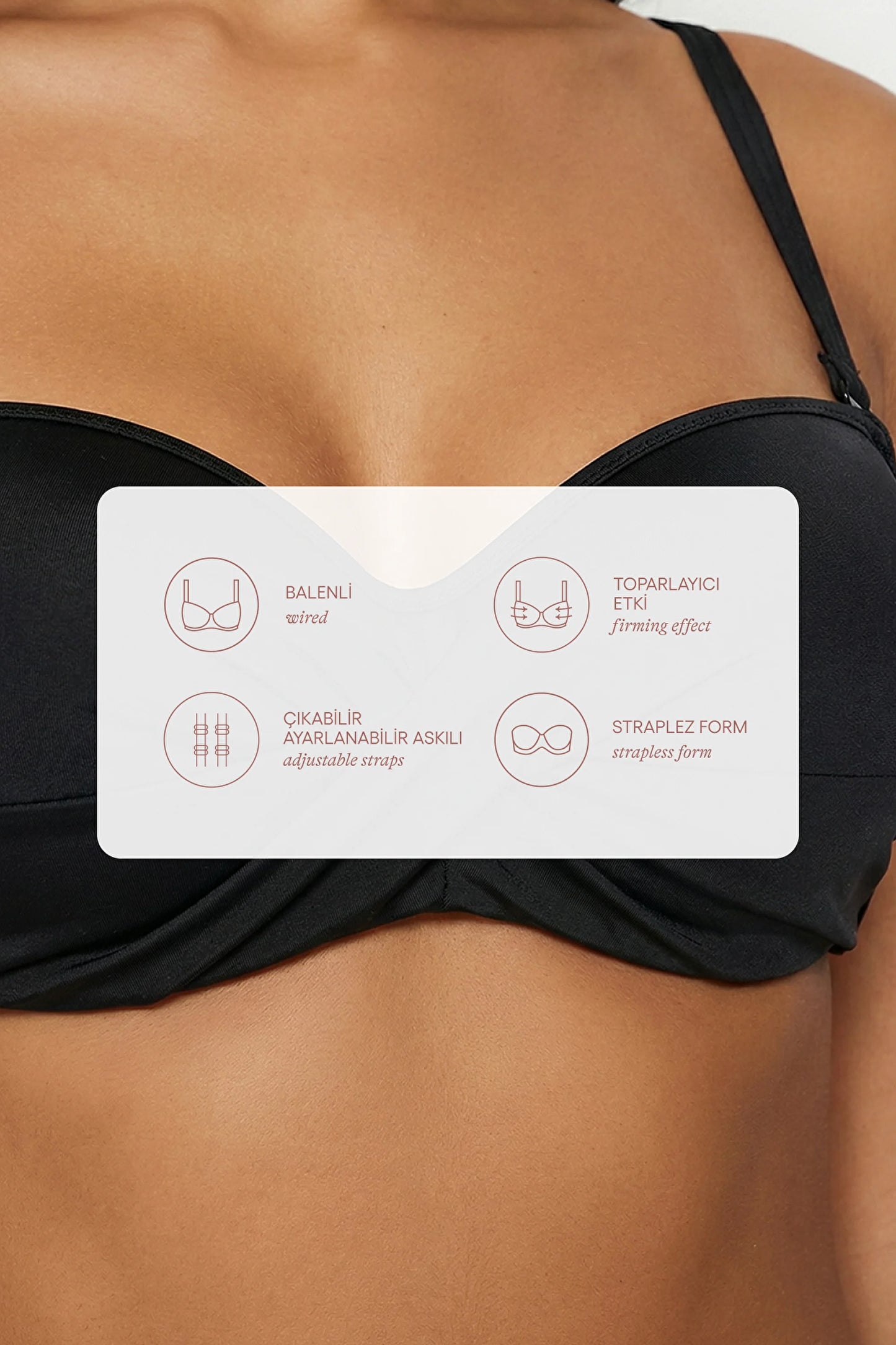 Siyah Beauty Toparlayıcı Bikini Üstü
