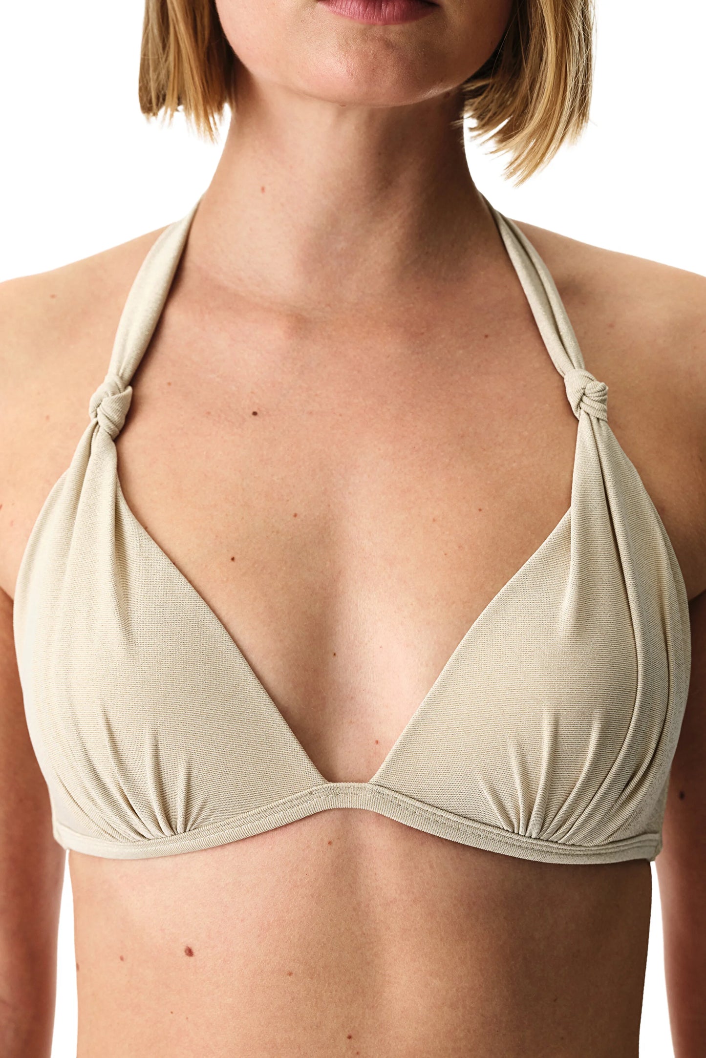Bej Devon Ruched Bikini Üstü