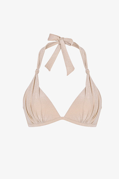 Bej Devon Ruched Bikini Üstü