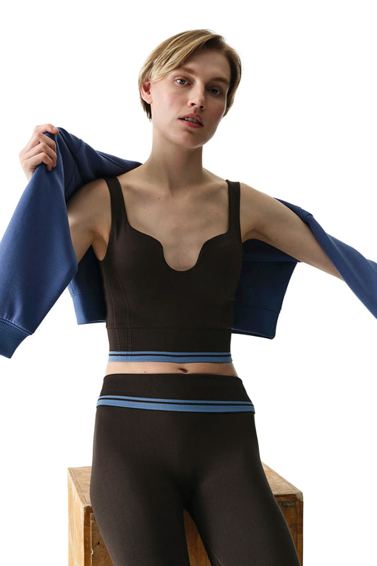 Haki Seamless Dikişsiz Kalp Yaka Çıkarılabilir Pedli Spor Sütyeni