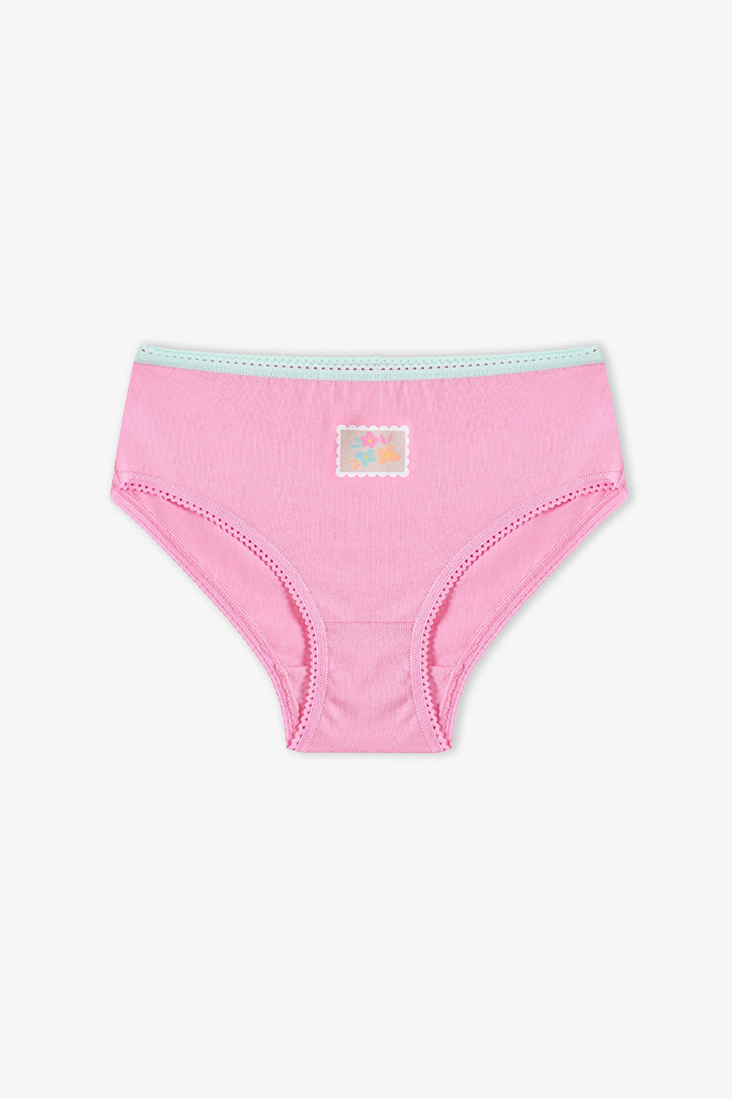 Pembe Kız Çocuk Popflower Pamuklu 5'li Slip Külot