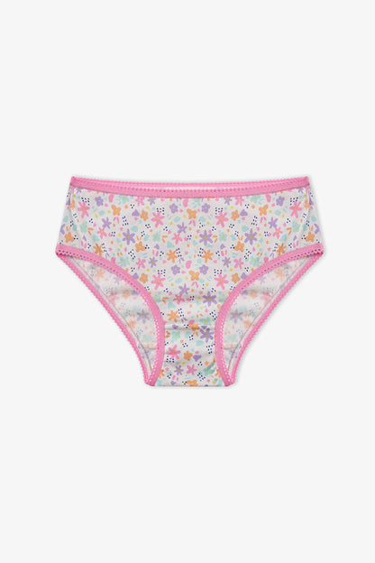 Pembe Kız Çocuk Popflower Pamuklu 5'li Slip Külot