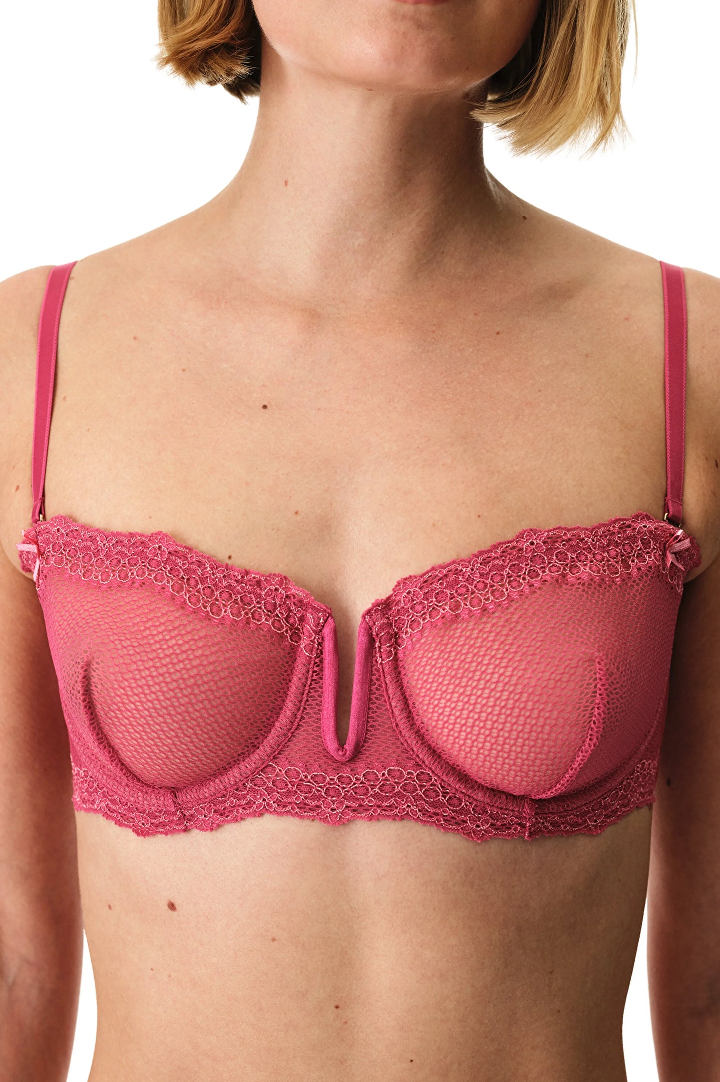 Fuşya V Strapless Balenli Sütyen