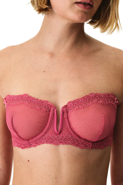 Fuşya V Strapless Balenli Sütyen