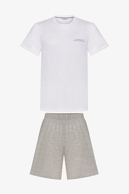 Erkek Renkli Calm Grey Şortlu Pijama Takımı