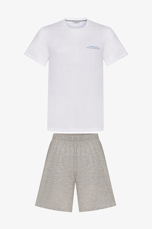 Erkek Renkli Calm Grey Şortlu Pijama Takımı