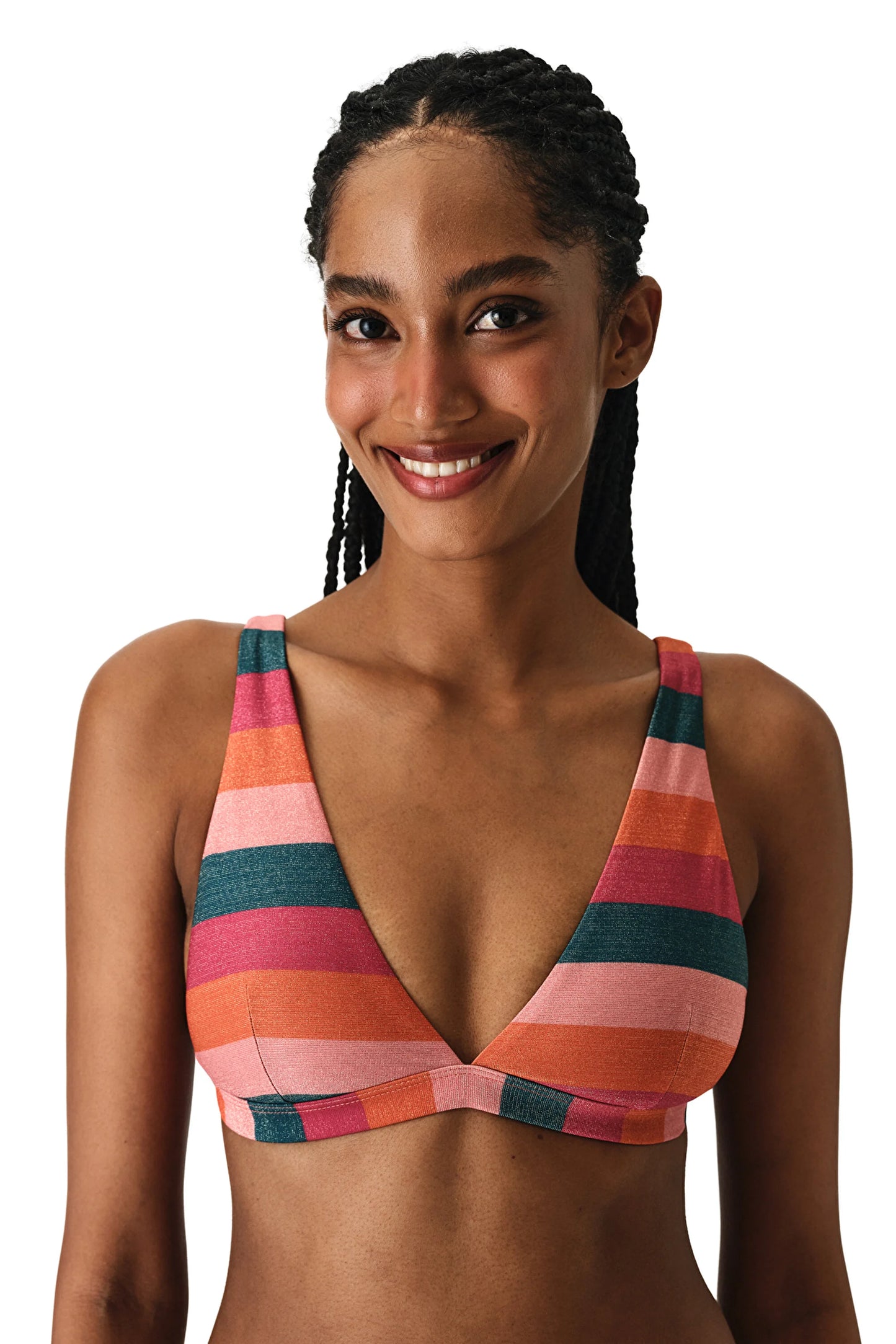 Renkli Devin Deep V Bikini Üstü