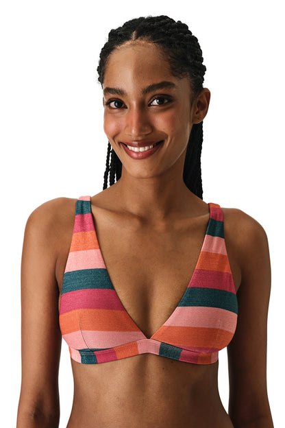 Renkli Devin Deep V Bikini Üstü