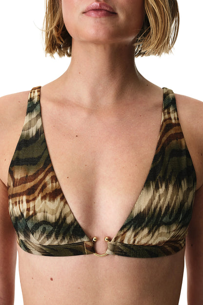 Renkli Cesira Deep V Bikini Üstü
