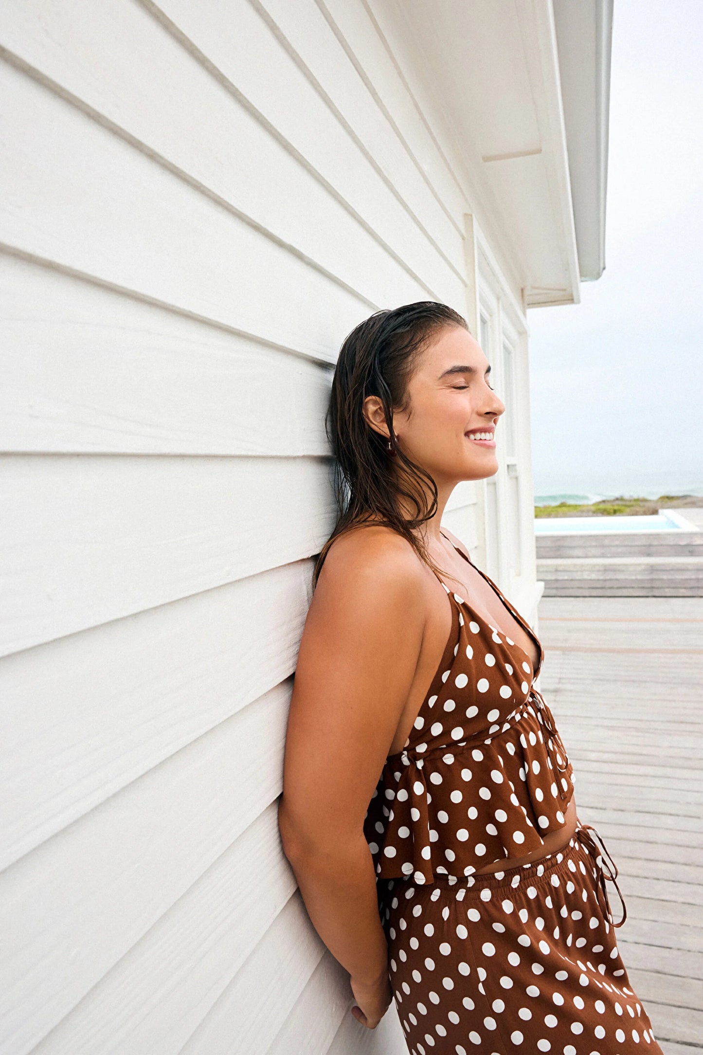 Polka Dot Frill Üst