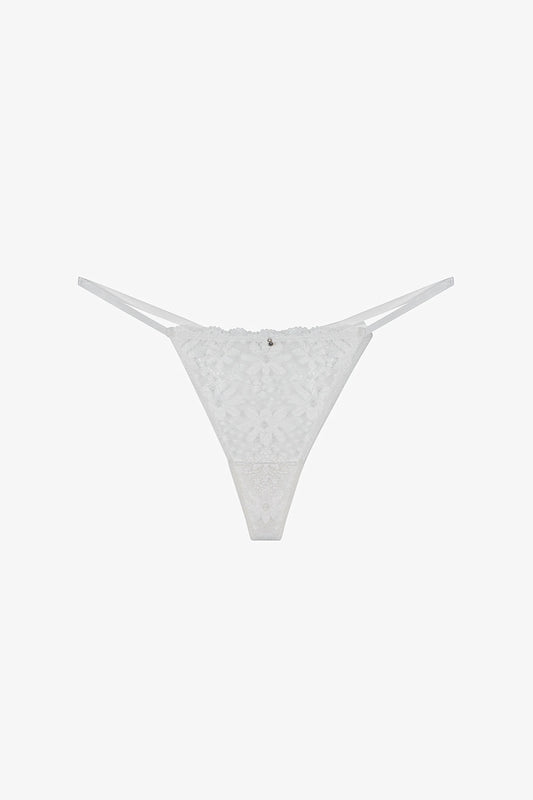 Kırık Beyaz Lace Dantel String Külot
