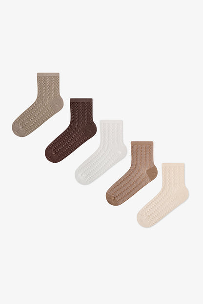 Geometric Jacquard 5li Soket Çorap