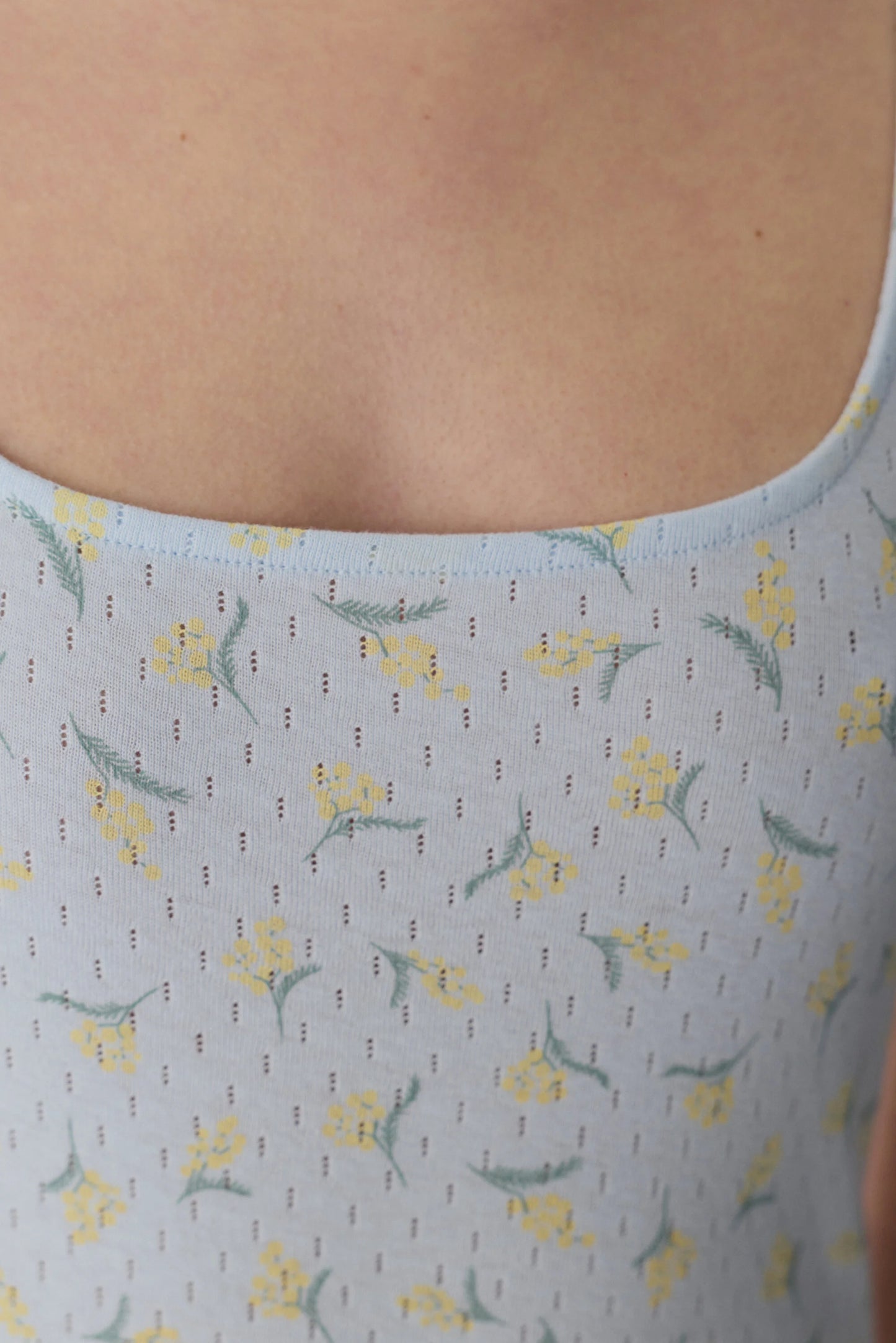 Açık Mavi Flora Pointel Pamuklu Şortlu Pijama Takımı