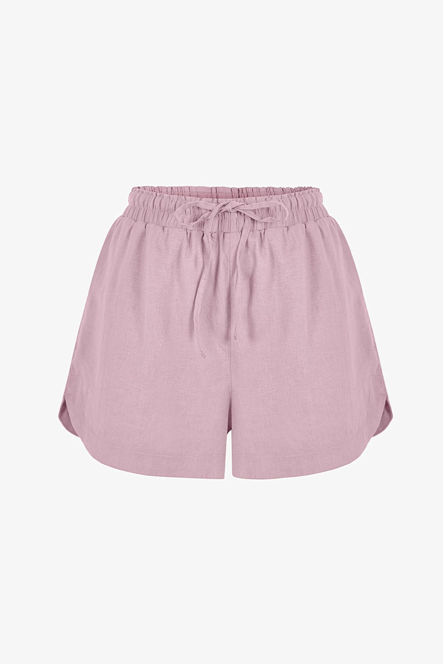 Pembe Keten Yüksek Bel Şort
