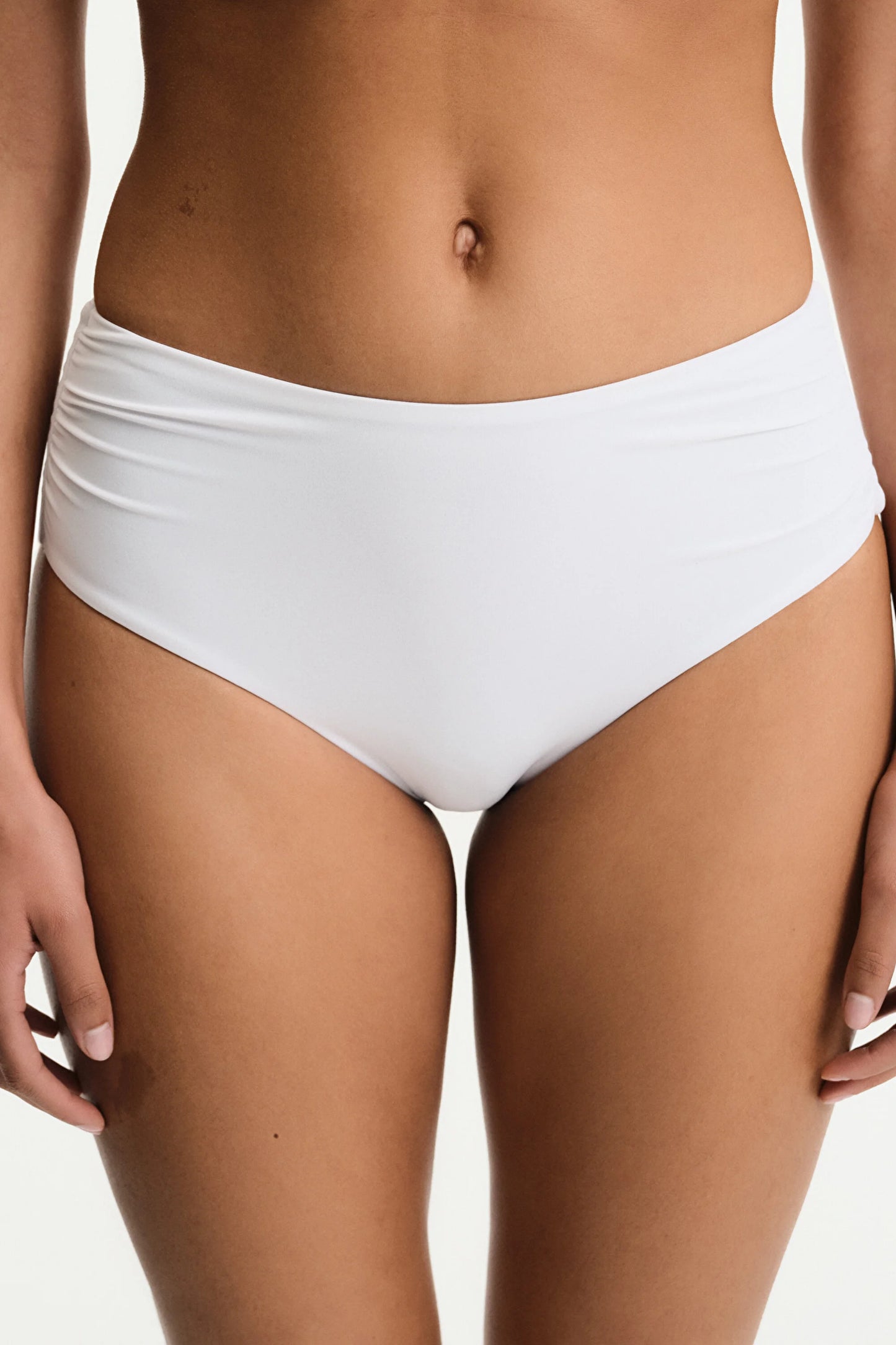 Beyaz High Büzgülü Bikini Altı