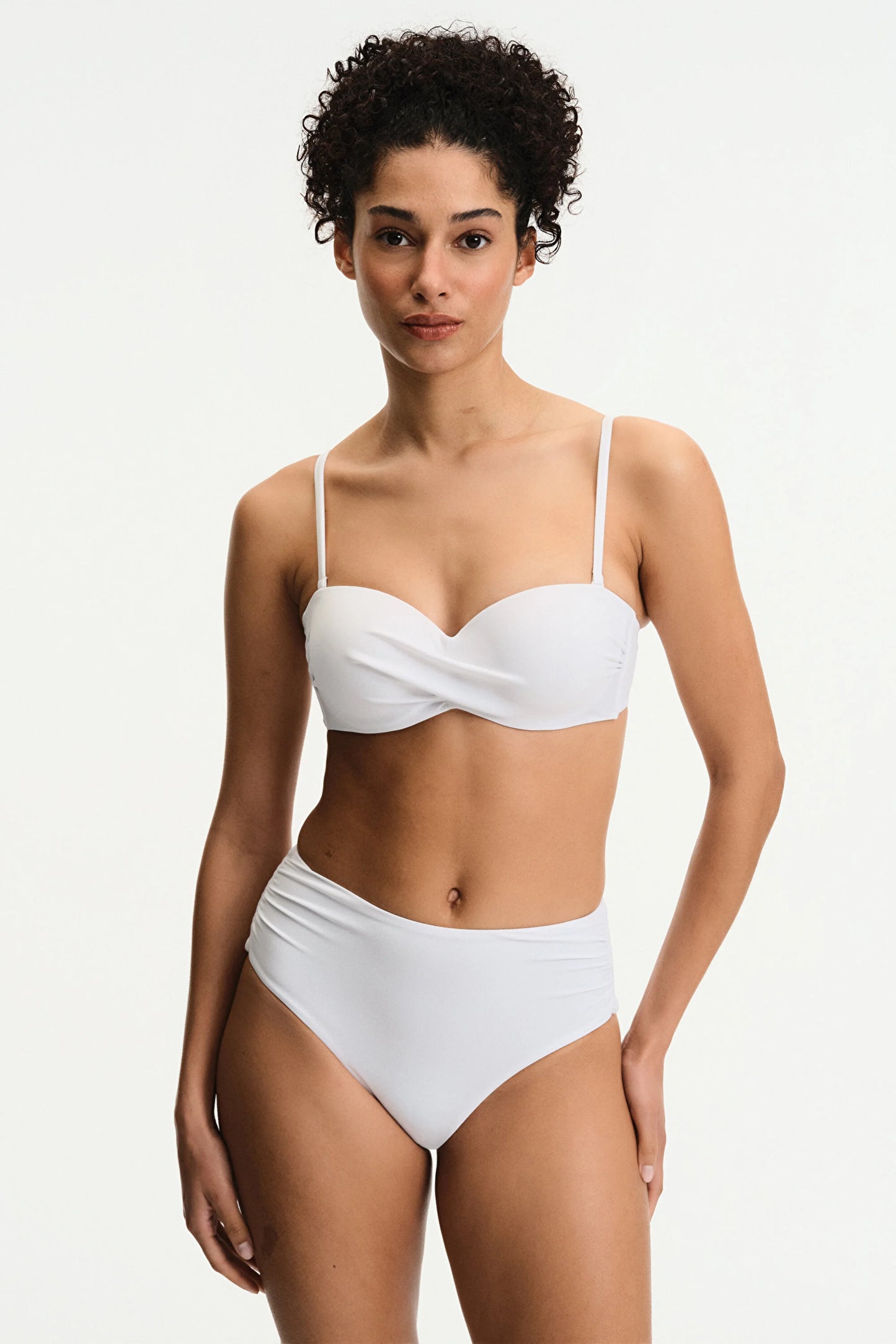 Beyaz High Büzgülü Bikini Altı