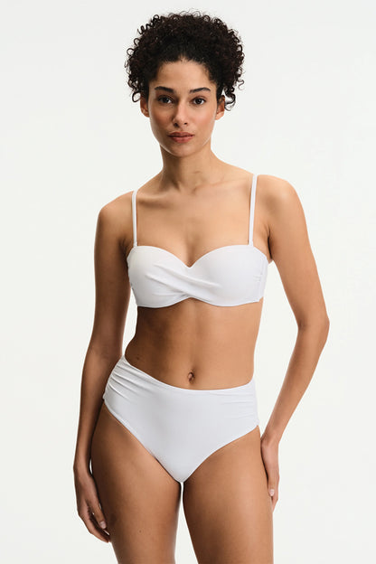 Beyaz High Büzgülü Bikini Altı
