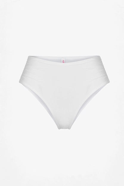 Beyaz High Büzgülü Bikini Altı