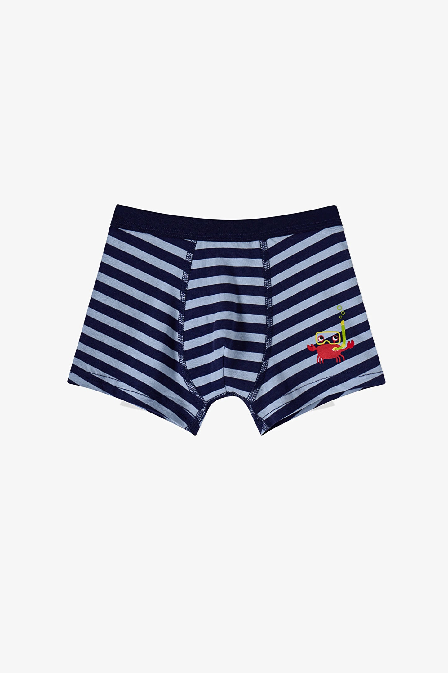 Mavi Erkek Çocuk Çizgili Crab 3'lü Boxer