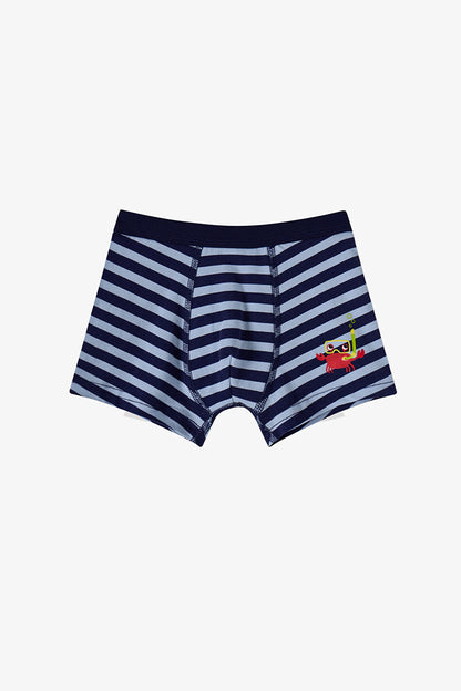 Mavi Erkek Çocuk Çizgili Crab 3'lü Boxer